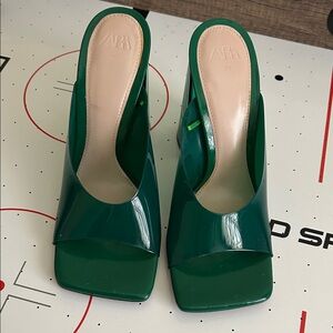 Zara Deep Green Open-Toe Heels